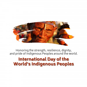 Image commemorating International Day of the World's Indigenous Peoples with a portrait of an Indigenous man.