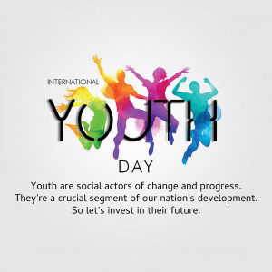 Colorful silhouettes of people celebrating International Youth Day