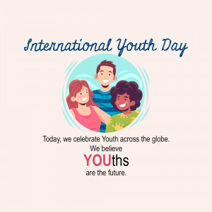 Illustration of diverse young people celebrating International Youth Day