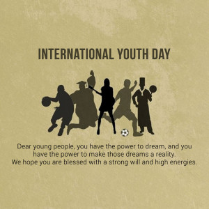 Silhouette of diverse young people celebrating International Youth Day