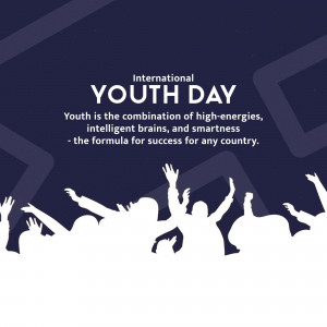 International Youth Day graphic with silhouettes of people raising their hands