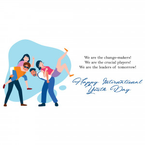 Illustration of young people celebrating International Youth Day