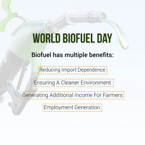 Image depicting a fuel nozzle with text highlighting the benefits of biofuel.