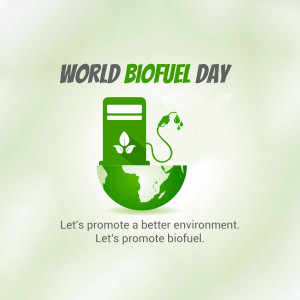 World Biofuel Day graphic with a gas pump and globe