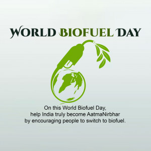 World Biofuel Day graphic with a fuel nozzle forming the shape of a plant and the Earth.