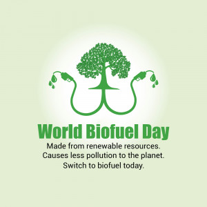 Illustration of a tree formed by fuel nozzles with the text 'World Biofuel Day'