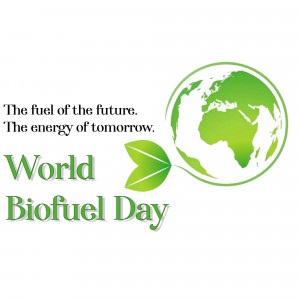 World Biofuel Day logo with a green globe and leaf