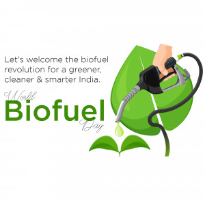 Illustration of a fuel nozzle dispensing fuel into a green leaf, promoting biofuel.
