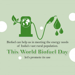 Illustration depicting a biofuel pump with a globe and leaves, promoting biofuel use in India.