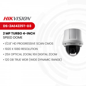 Hikvision DS-2AE4225T-D3 2MP Turbo 4-Inch Speed Dome Camera - Security Surveillance