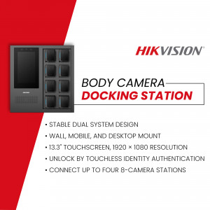 Hikvision Body Camera Docking Station with features listed