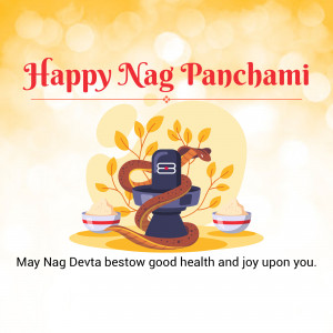 Nag Panchami festival greeting with Shiva Linga and snake