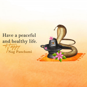 Image of Lord Shiva with a cobra and flowers, wishing a peaceful and healthy life for Nag Panchami.