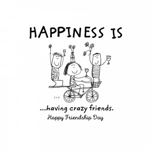 Sketch of friends on a bicycle celebrating friendship