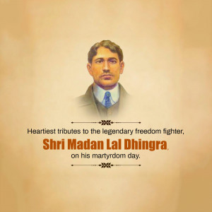 Portrait of Madan Lal Dhingra with tribute text