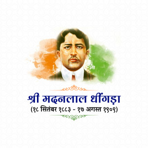Portrait of Madanlal Dhingra with Indian flag background