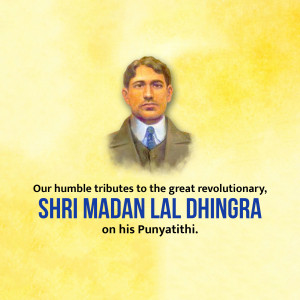 Portrait of Madan Lal Dhingra with tribute text