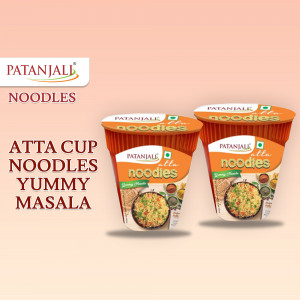 Two cups of Patanjali Atta Noodles with Yummy Masala