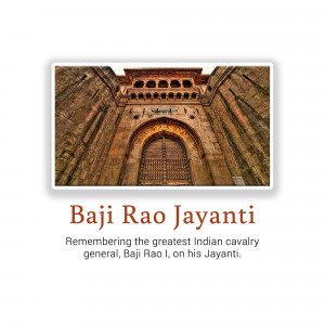 Image of Shaniwar Wada fort with text commemorating Baji Rao Jayanti