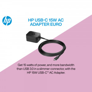 HP USB-C 15W AC Adapter Euro Plug