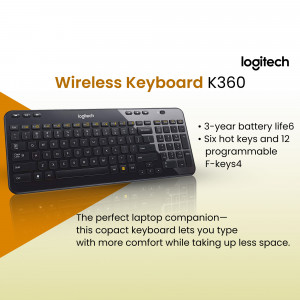 Logitech K360 Wireless Keyboard - Black