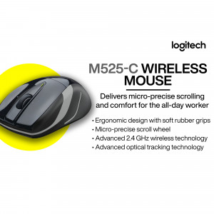Logitech M525-C Wireless Mouse on a yellow background
