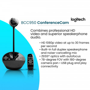 Logitech BCC950 Conference Camera with remote control