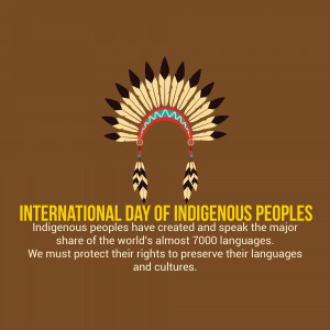 Native American headdress with text celebrating International Day of Indigenous Peoples