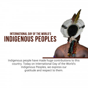 Image commemorating the International Day of the World's Indigenous Peoples with a person wearing a traditional headdress.