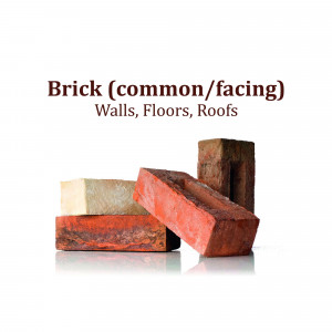 Close-up of various brick samples showing different colors and textures