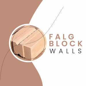 Image of FALG Block Walls with a brick block and abstract design.