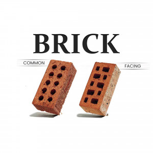 Two bricks, one labeled 'Common' and one 'Facing', displayed side-by-side.