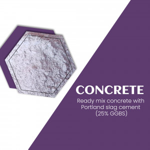 Hexagonal tile displaying concrete mix with text overlay