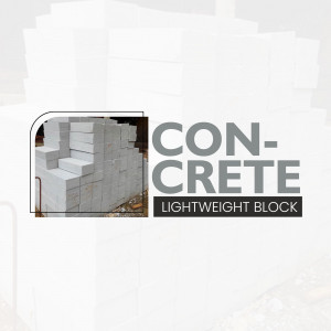 Stack of lightweight concrete blocks with text 'CONCRETE LIGHTWEIGHT BLOCK'
