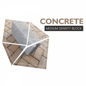 Image of a concrete medium density block with a geometric background.