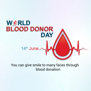 World Blood Donor Day graphic with a blood drop and heartbeat line
