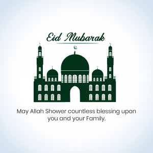 Eid Mubarak with Mosque Silhouette