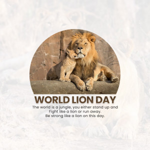 A heartwarming image of a male and female lion cub nestled together, celebrating World Lion Day.