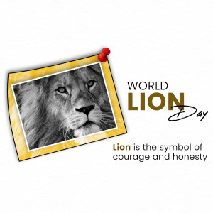 Image depicting a lion's face with 'World Lion Day' text.