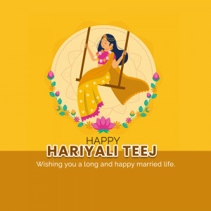 Illustration of a woman on a swing celebrating Haritalika Teej