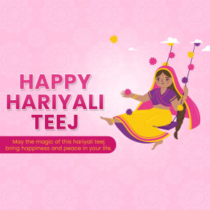 Illustration of a woman on a swing celebrating Hariyali Teej