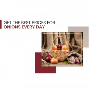 Basket of onions with promotional text