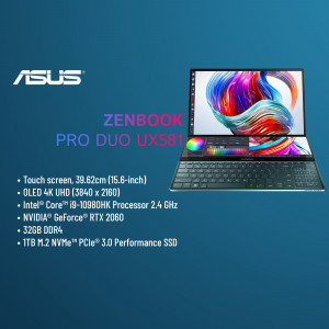ASUS Zenbook Duo UX581 laptop with dual screen and specifications