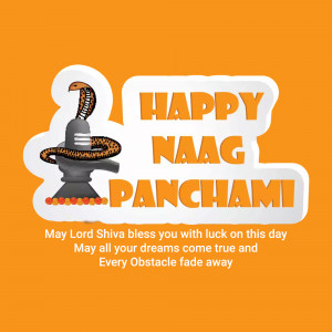Image depicting Lord Shiva with a cobra and the text 'Happy Naag Panchami'
