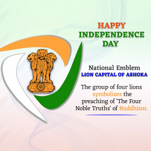 Image of the Lion Capital of Ashoka with Independence Day greetings