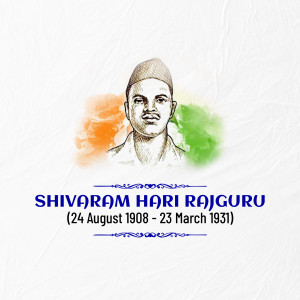 Portrait of Shivaram Hari Rajguru with Indian flag colors