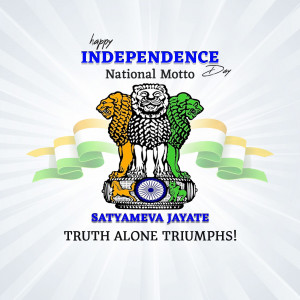 Independence Day of India with National Emblem and Tricolor