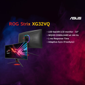ASUS ROG Strix XG32VQ 32-inch curved gaming monitor with vibrant RGB lighting