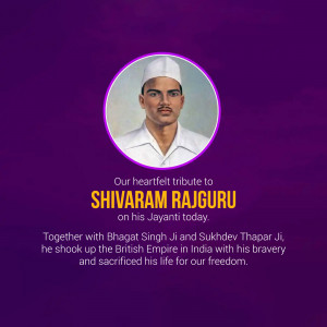 Portrait of Shivaram Rajguru with a tribute message