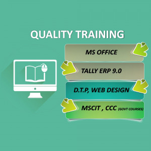 Image depicting various IT and office training courses including MS Office, Tally ERP, and Web Design.